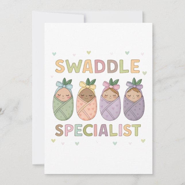 Invitación Swaddle Specialist Pastel Baby Illustration (Anverso)