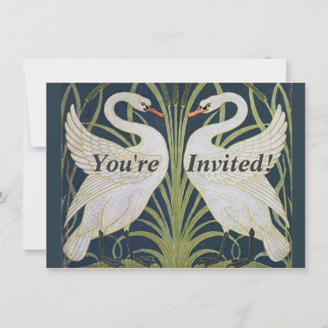 Invitación Swan Art Nouveau Dos Cisnes (Anverso)