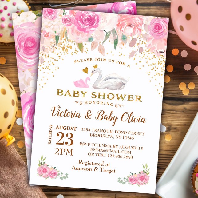 Invitación Swan Baby Shower Invitation Chica Swan Princess (Subido por el creador)