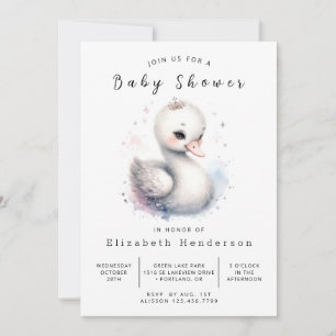 Invitación Swan Baby Shower, Personalizado de Whimsy