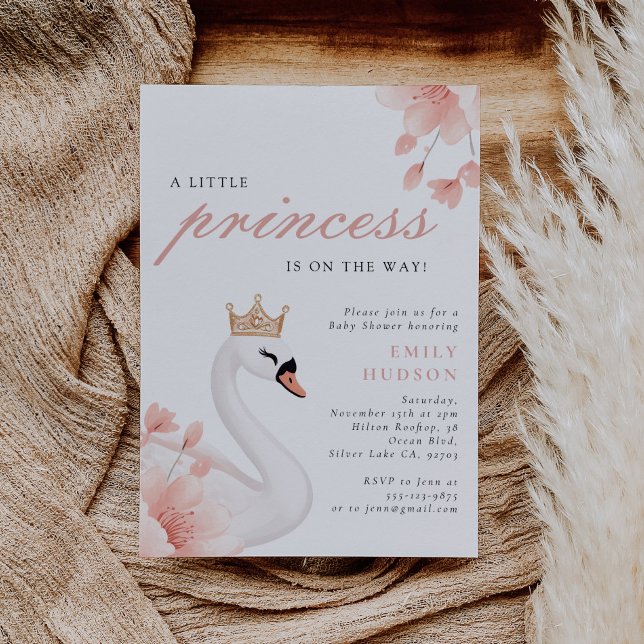 Invitación Swan Little Princess Baby Shower (Subido por el creador)