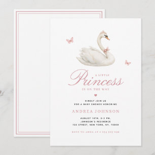 Invitación Swan Little Princess Pink Chica Baby Shower