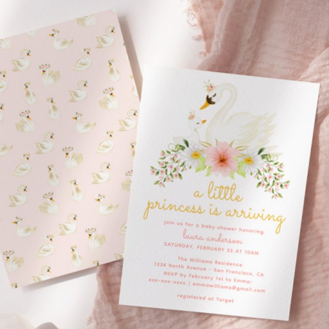 Invitación Swan - Llega una pequeña princesa - Baby Shower (Subido por el creador)