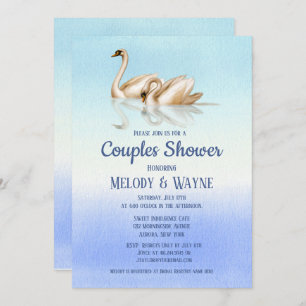 Invitación Swan Love Elegance Couples Shower