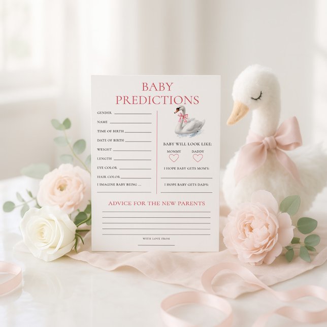 Invitación Swan Predictions Baby Shower Game Card (Subido por el creador)
