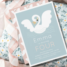 Invitación Swan Princess Chica azul moderno Cumpleaños