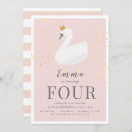 Invitación Swan Princess Chica Rosa Cumpleaños