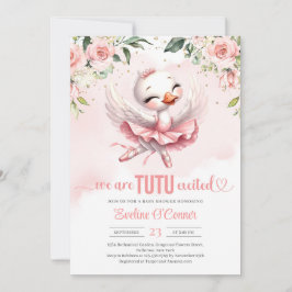 Invitación Swan tutu ballerina vestido Rosa dorado floral