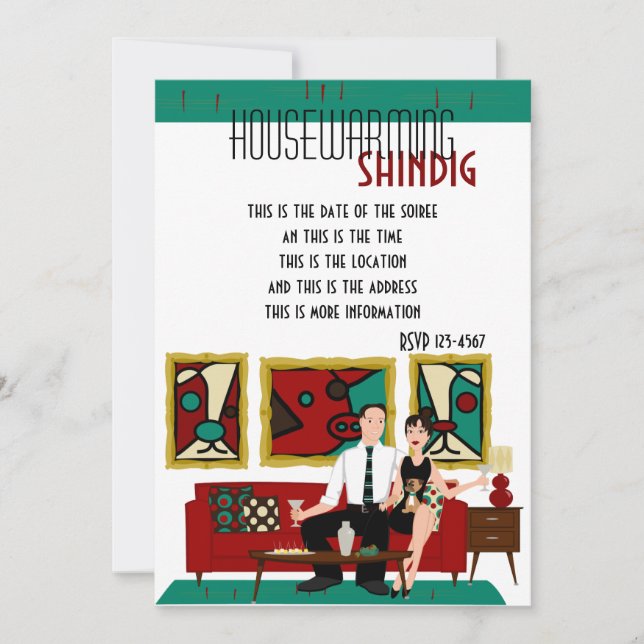 Invitación Swank Digs and a Dog Option B2 (Anverso)