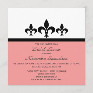 Invitación Swanky Fleur De Lis Bridal Shower, rosa