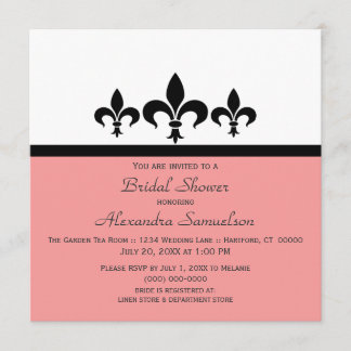 Invitación Swanky Fleur De Lis Bridal Shower, rosa