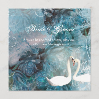 Invitación Swans giratoria verde azulada rosa vintage