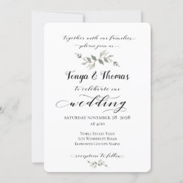 Invitación Swash Font Calligraphy Boda Blanco negro