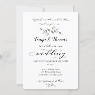 Invitación Swash Font Calligraphy Boda Blanco negro
