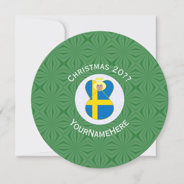 Invitación Swedish Angel Flag Christmas Personalize Round Inv (Anverso)