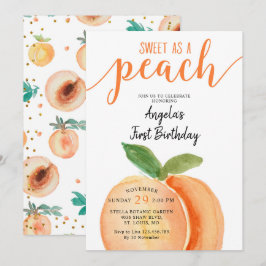 Invitación Sweeat como primer cumpleaños de un Chica Peach