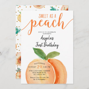 Invitación Sweeat como primer cumpleaños de un Chica Peach