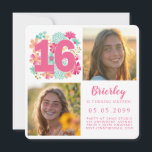 Invitación Sweet 16 16th Birthday Party Photo<br><div class="desc">Hermosas,  elegantes,  bonitos,  brillantes,  doradas,  acuarelas pintadas por el artista Pip que resaltan el número 16 Haz tu propio especial dulce 16 cartas,  que seguirá siendo un placer del día para siempre. Debe reemplazar la fotografía de muestra por la propia.</div>