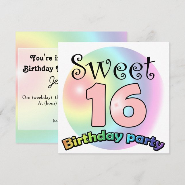 Invitación Sweet 16 birthday invitation Custom (Anverso / Reverso)