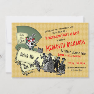 Invitación Sweet 16 Birthday Invitation Mad Hatter Wonderland