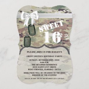 Invitación Sweet 16 Birthday Invite al ejército OCP Camo Unif