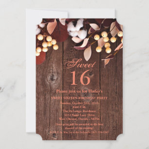 Invitación Sweet 16 Birthday Invitó a la rama de algodón en D