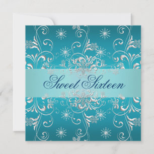 Invitación Sweet 16 Blue Snow Birthday Invite