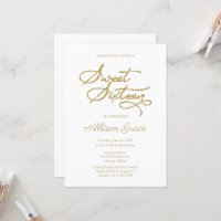 Invitación Sweet 16 Caligrafía Dorada Elegante