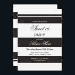 Invitación Sweet 16 Cumpleaños Party Stripe Black White Invit<br><div class="desc">Elegante Stripe invitaciones de los Black and White Party. Se incluye la impresión posterior. Cambie el texto para que se adapte a su fiesta,  perfecto para cualquier edad. Vea la colección - view Wow Meow para la elegante colección de franjas en blanco y negro.</div>