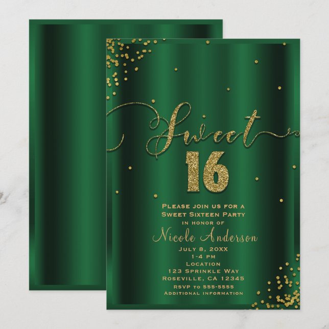 Invitación SWEET 16 Dieciséis Rincones de Confetti de Esmeral (Anverso / Reverso)