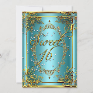 Invitación SWEET 16 Dulce Dieciséis Fiestas Plata Dorada Verd