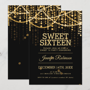 Invitación Sweet 16 Fiestas Gold String Lights