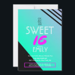 Invitación Sweet 16 Flyer Club Tema Neon Stripes geométricas<br><div class="desc">Estilo de invitación Neon Club para dulces 16</div>