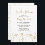 Invitación Sweet 16 Gold Wildflower Sketch 16th Birthday<br><div class="desc">Dulce Dieciséis, 16ª invitación a la fiesta de cumpleaños con delicadas flores silvestres de oro y elegante tipografía manuscrita. Feminioso y delicado, este diseño floral botánico se caracteriza por un borde de flores silvestres doradas con flores esparcidas en la parte posterior, en el arte de la línea dorada esbozada. Flores...</div>