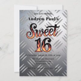 Invitación Sweet 16 In Flames and Silver Plate Birthday Party