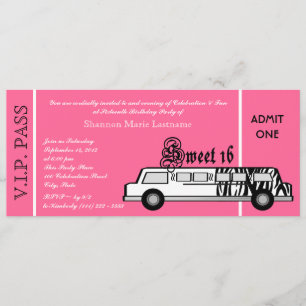 Invitación Sweet 16 Limo Fiesta Pass