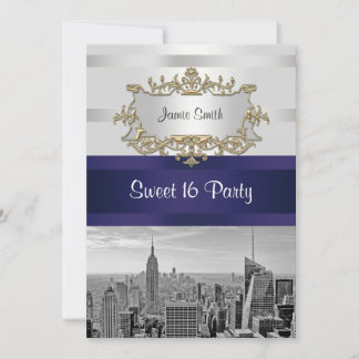 Invitación Sweet 16 NYC Skyline BW 05 Blanco Marin
