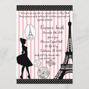 Invitación Sweet 16 Paris Passport Pink & Black
