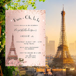 Invitación Sweet 16 Paris rosa de oro Torre Eiffel de lujo<br><div class="desc">Una invitación moderna, elegante y glamurosa para una fiesta de 16, 16 años, de temática parisina. Un falso fondo metálico de color oro rosa con finos destellos purpurinas y la torre Eiffel con algunas flores. El nombre está escrito con una escritura de estilo con letras a mano moderna. Personalice y...</div>
