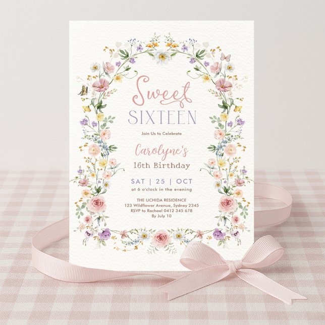 Invitación Sweet 16 Pastel Floral Meadow Birthday Party (Subido por el creador)