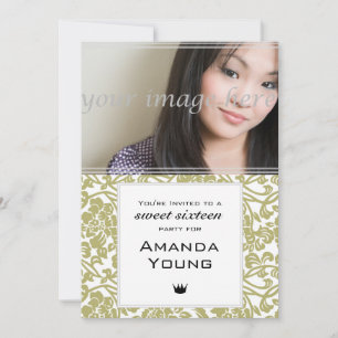 Invitación Sweet 16 Photo Invitation - dorado floral