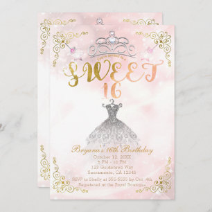 Invitación SWEET 16 Princesa Fiesta de cumpleaños con manchas