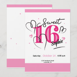 Invitación Sweet 16 Rosa Fucsia Cumpleaños 16
