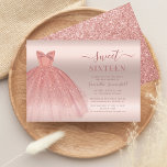 Invitación Sweet 16 Rosa Gold Glam 16th Birthday Party<br><div class="desc">Una invitación a los 16 años,  moderna y dulce de moda,  con un trapo de oro falso rosa y salpicaduras de purpurina en un ambiente oscuro y rosa oscuro. Añade fácilmente los detalles de cumpleaños haciendo clic en el botón "Personalizar".</div>
