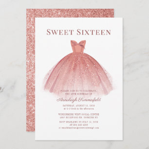 Invitación Sweet 16 Rosa Gold Script Modern