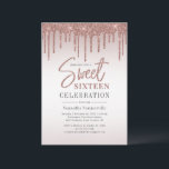 Invitación Sweet 16 Rosa Purpurina de oro Script fiesta de cu<br><div class="desc">Moderna y elegante invitación dulce de 16 años a la fiesta de 16 años,  usted puede fácilmente personalizar con los detalles de su fiesta. Con detalles de purpurina con fondo de gradiente de oro subió y tipografía de escritura.</div>