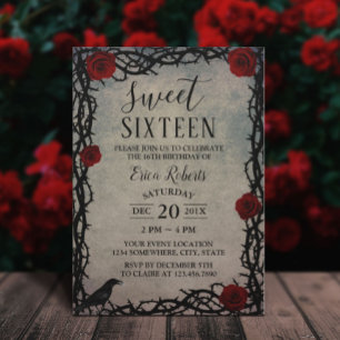 Invitación Sweet 16 Rosa y Thorn Vintage Fairytale Cumpleaños