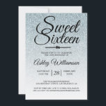 Invitación Sweet 16 Silver Purpurina Ombre 16th Birthday<br><div class="desc">Una glamorosa, moderna y purpurina de plata diseño sombrío Sweet 16 cumpleaños invitación a usar el texto "Sweet Sixteen" (Dieciséis Dulces) en moda negra manuscrita caligrafía escrita. Perfecta invitación a la fiesta de cumpleaños número 16 para un glamuroso Sweet dieciséis, perfecto para ella, la modista que ama el diseño moderno,...</div>