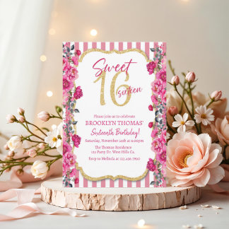 Invitación Sweet 16, Sixteenth birthday, pink, Invitation