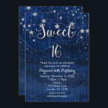 Invitación Sweet 16 Starry Night Silver & Blue Invitation<br><div class="desc">Dulce 16 Invitación Starry Night Silver & Blue. Personalizar a ambos lados de cualquier manera que usted desee,  para cualquier evento.</div>